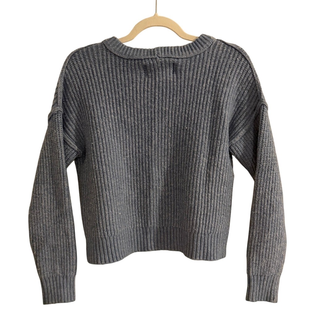 American Eagle Light Blue Textured Knit Crew Neck Sweater Women's Size S - Picture 2 of 7